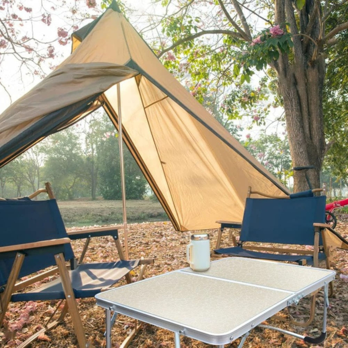 Masa Pliabila Multifunctionala VarioShop, Usor de Transportat, cu Incuietoare de Siguranta, Pentru Camping, Birou, Pescuit, Stabila, Picioare Antiderapante, 61.5 x 26.5 x 40 cm, Crem [5]