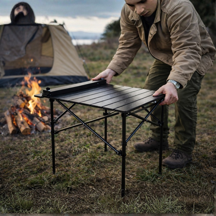 Masa pliabila neagra Varioshop, pentru balcon, terasa si camping, ideala pentru pescuit [3]
