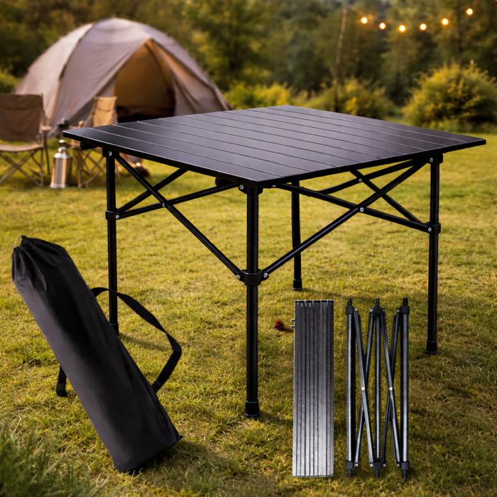 Masa pliabila neagra Varioshop, pentru balcon, terasa si camping, ideala pentru pescuit [7]