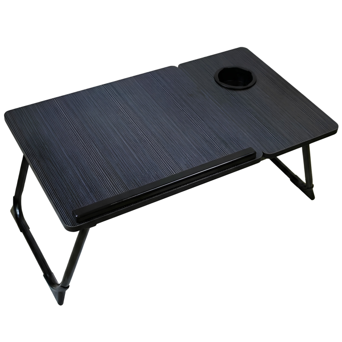 Masa pliabila pentru laptop VarioShop®, multifunctionala, pentru lucru si studiu, blat reglabil 5 pozitii, suport pahar, picioare antiderapante, 56x33 cm, negru [10]