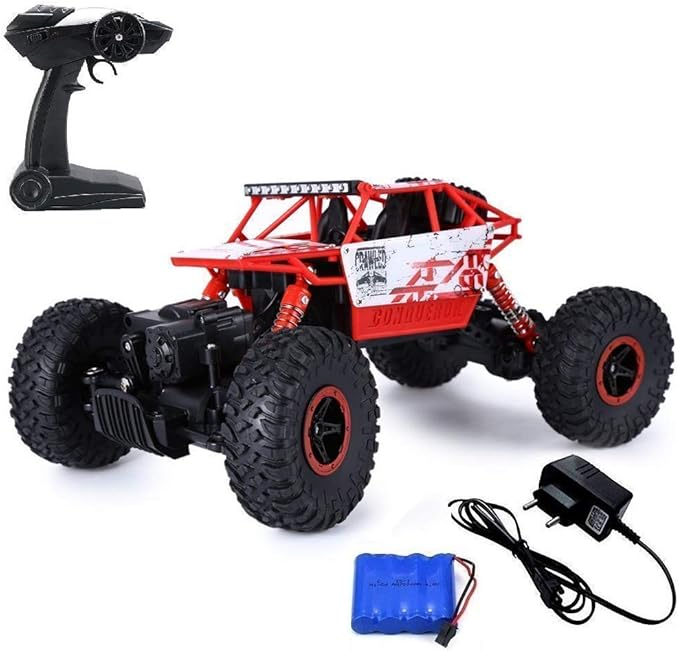 Masina cu telecomanda Rock Crawler Monster Truck, cu acumulator, suspensii 4x4, Off Road, Scara 1:18, 2.4GHz, Rosie [4]