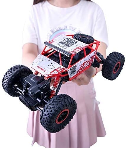 Masina cu telecomanda Rock Crawler Monster Truck, cu acumulator, suspensii 4x4, Off Road, Scara 1:18, 2.4GHz, Rosie [3]