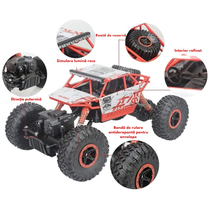 Masina cu telecomanda VarioShop®, 4x4 pentru off-road, control la distanta 2.4GHz, doua motoare, roti mari, rezistenta la impact, autonomie 15 min, raza 50 m, ideala pentru copii si adulti [5]