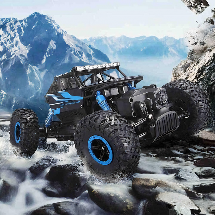 Masina cu Telecomanda VarioShop® pentru Aventuri Off-Road 4x4, Controlata de la Distanta, Rezistenta la Apa si Impact, cu Design Modern, Albastra, Lungime de 27 cm, Ideala pentru copii [6]