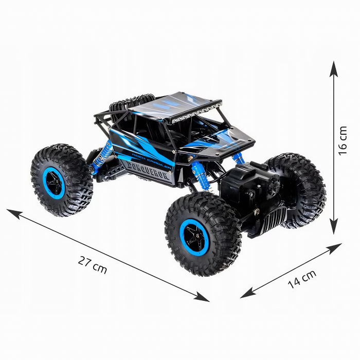 Masina cu Telecomanda VarioShop® pentru Aventuri Off-Road 4x4, Controlata de la Distanta, Rezistenta la Apa si Impact, cu Design Modern, Albastra, Lungime de 27 cm, Ideala pentru copii [19]