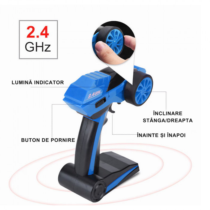 Masina cu Telecomanda VarioShop® pentru Aventuri Off-Road 4x4, Controlata de la Distanta, Rezistenta la Apa si Impact, cu Design Modern, Albastra, Lungime de 27 cm, Ideala pentru copii [28]