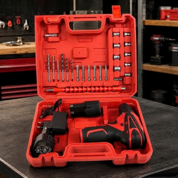 Masina de gaurit si insurubat VarioShop®, brushless, 12V, 28 Nm, 2 acumulatori Li-Ion 2Ah, 2 viteze, 18+1 trepte, mandrina 10 mm, 24 accesorii si valiza [10]