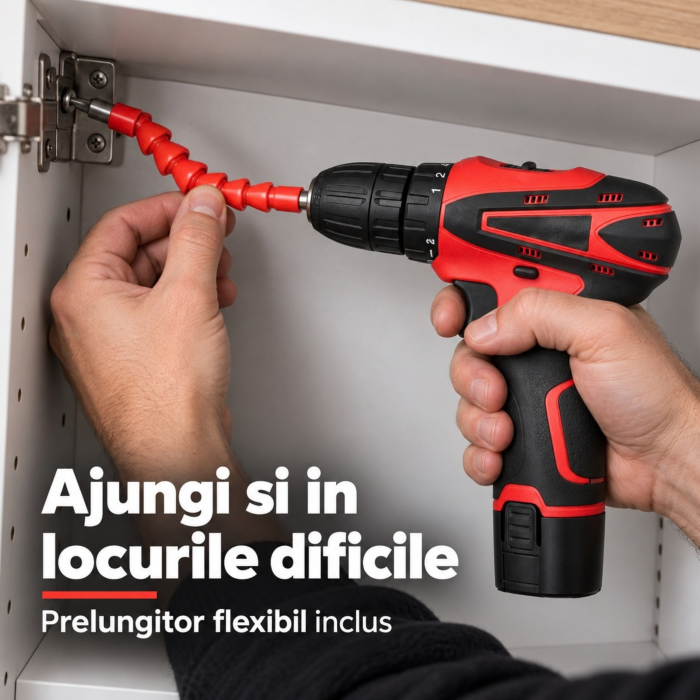 Masina de gaurit si insurubat VarioShop®, brushless, 12V, 28 Nm, 2 acumulatori Li-Ion 2Ah, 2 viteze, 18+1 trepte, mandrina 10 mm, 24 accesorii si valiza [4]