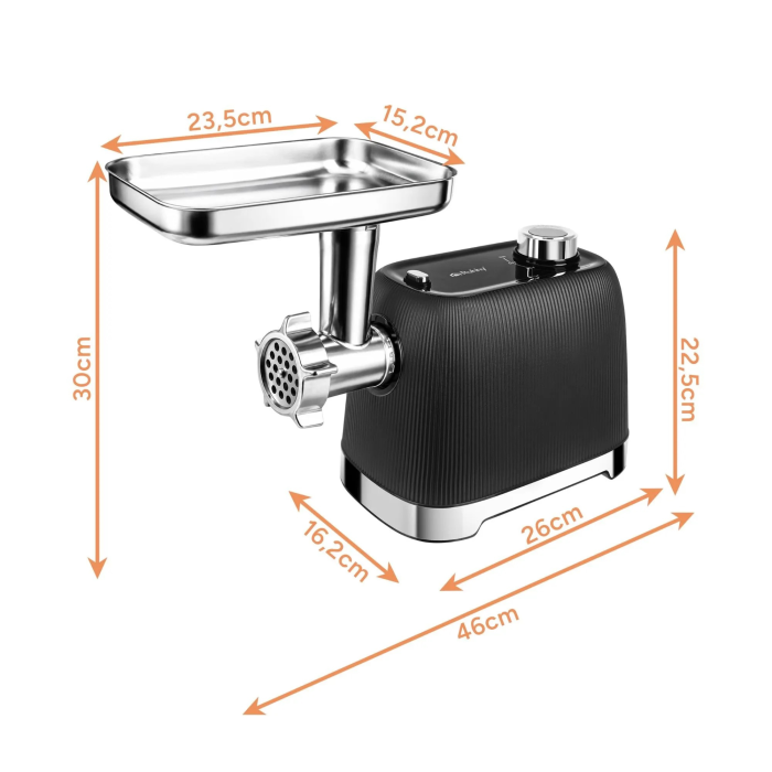 Masina de tocat carne VarioShop® 2400 W, functie Reverse, 3 site inox de 2/4/6 mm, angrenaje metalice, accesorii pentru carnati si kebbe, 3 trepte de maruntire, 2–2,5 kg/minut [4]