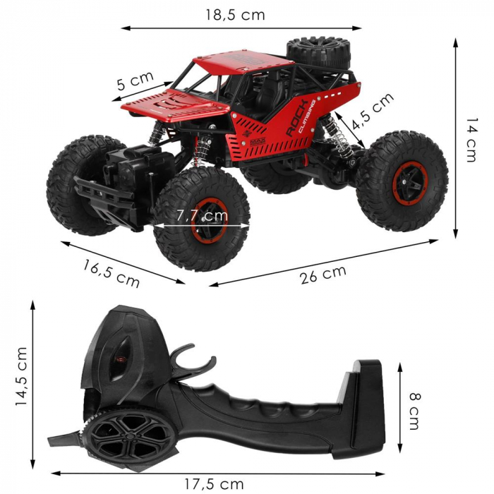 Masina Monster Truck Off-Road VarioShop®, 4×4, telecomanda, 26x14x17cm, rosu si negru [4]