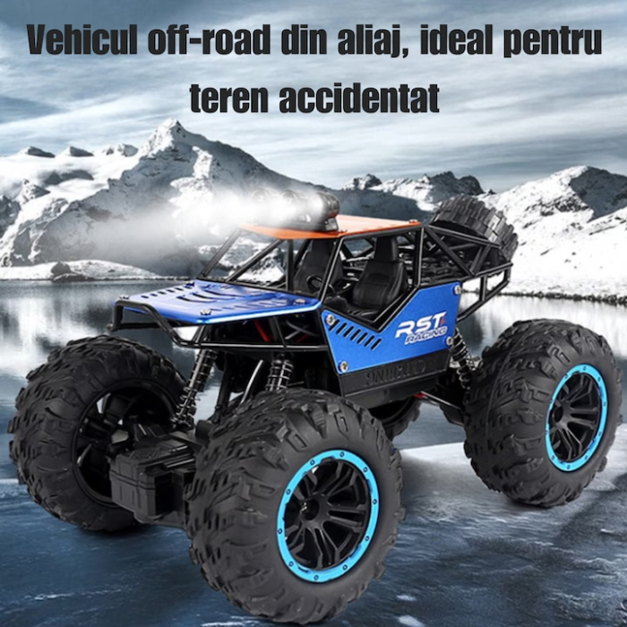 Masina RC Off-Road Climbing Rover VarioShop®, 2.4GHz, roti mari antiderapante, amortizoare, lumini LED albastre, baterie reincarcabila, model RTR, 30 min autonomie, vehicul teren accidentat [2]