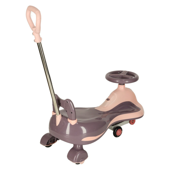 Masinuta gravitationala VarioShop® pentru copii, cu roti LED luminoase, functie muzicala, maner parental, centura siguranta, roti silentioase, interior si exterior, 3-6 ani, roz mov [4]