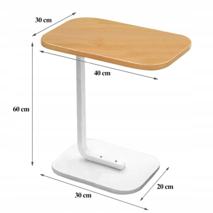 Masuta Cafea Forma C Varioshop, Alba, 40x30x60 cm, Masa Laterala pentru Canapea si Laptop, Design Modern, Cadru Metal si Blat Rezistent pentru Living si Dormitor [6]