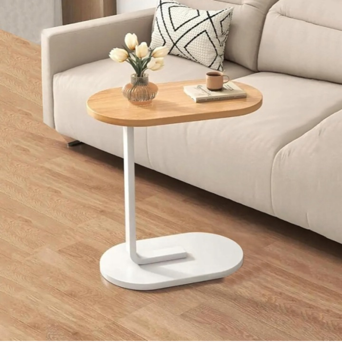 Masuta Cafea Forma C Varioshop, Alba, 40x30x60 cm, Masa Laterala pentru Canapea si Laptop, Design Modern, Cadru Metal si Blat Rezistent pentru Living si Dormitor [8]