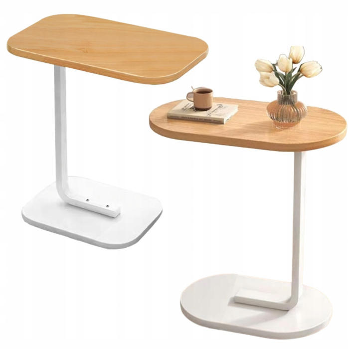 Masuta Cafea Forma C Varioshop, Alba, 40x30x60 cm, Masa Laterala pentru Canapea si Laptop, Design Modern, Cadru Metal si Blat Rezistent pentru Living si Dormitor [9]