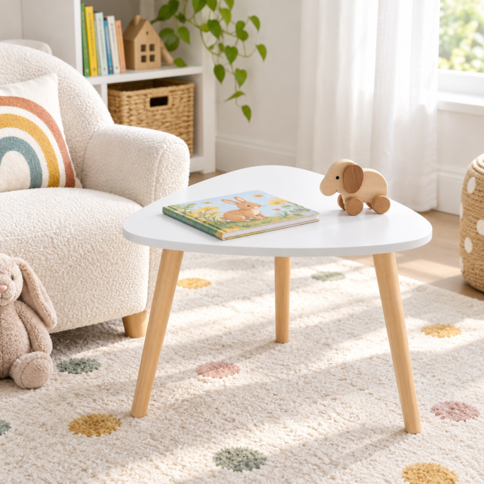 Masuta triunghiulara VarioShop®, pentru cafea si decor, compacta, cu picioare din lemn natural, 40 x 40 x 40 cm [3]