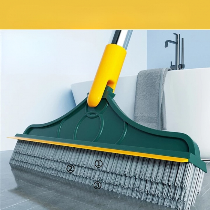 Matura/Perie multifunctionala cu peri duri din nailon VarioShop®, Pentru podele, gresie, faianta, marmura, sticla, colturi de baie, Echipata cu racleta pentru geam sau podele, Varf reglabil 120 grade [9]