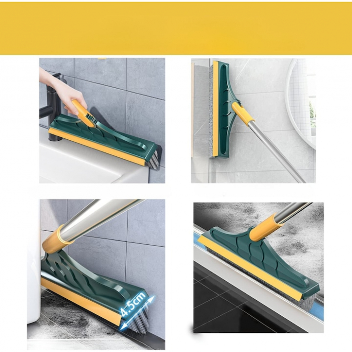 Matura/Perie multifunctionala cu peri duri din nailon VarioShop®, Pentru podele, gresie, faianta, marmura, sticla, colturi de baie, Echipata cu racleta pentru geam sau podele, Varf reglabil 120 grade [10]