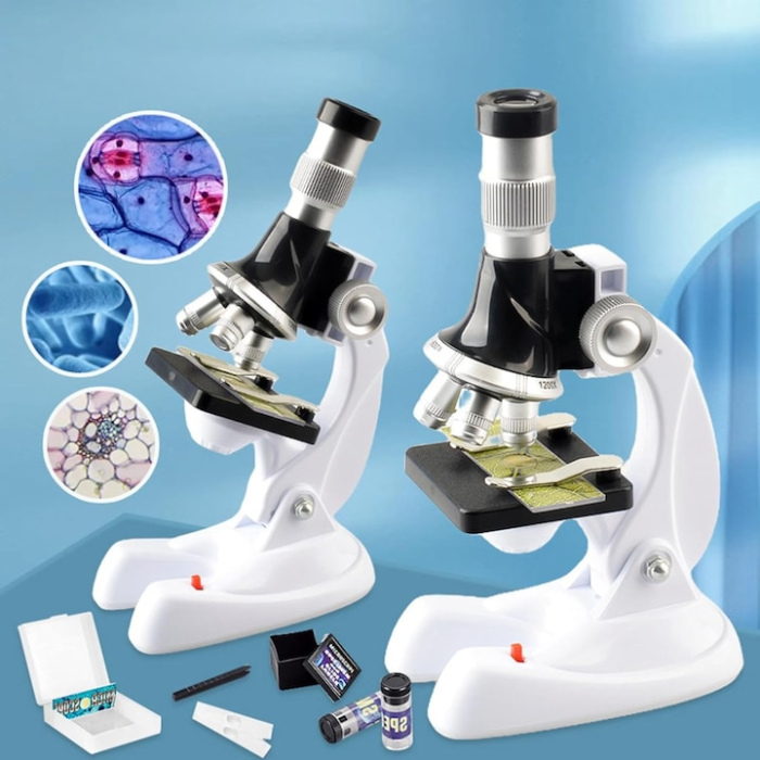Microscop educational pentru copii VarioShop®, 1200x cu iluminare LED, reglaj inclinare si set complet de accesorii pentru experimente stiintifice [8]