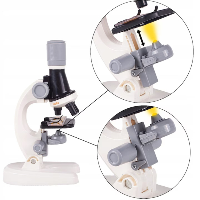 Microscop stiintific pentru copii VarioShop®, iluminare LED, cap rotativ, trei tipuri de marire, inaltime reglabila, lampa pentru iluminat, set complet cu accesorii [10]