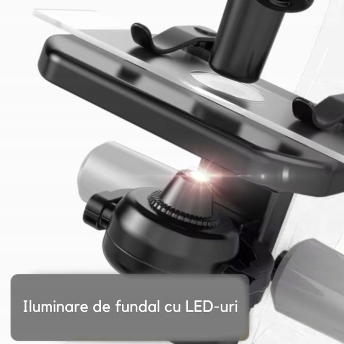 Microscop stiintific pentru copii VarioShop®, iluminare LED, cap rotativ, trei tipuri de marire, inaltime reglabila, lampa pentru iluminat, set complet cu accesorii [6]