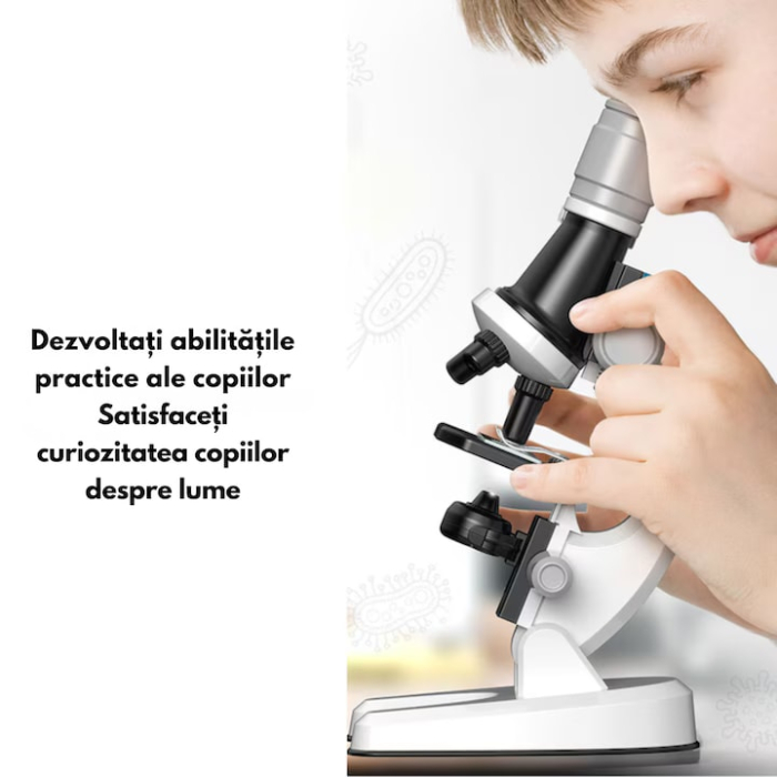 Microscop stiintific pentru copii VarioShop®, iluminare LED, cap rotativ, trei tipuri de marire, inaltime reglabila, lampa pentru iluminat, set complet cu accesorii [5]