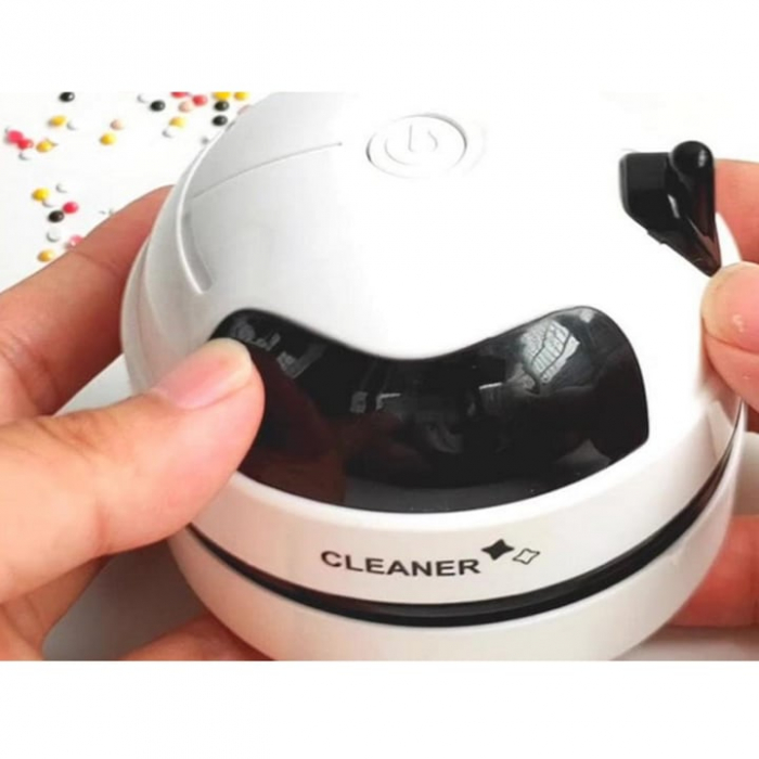 Mini aspirator portabil VarioShop®, pentru laptop, tastatura, masina, baterie reincarcabila, design compact, usor de utilizat, 8.5 x 7 cm, Alb [12]