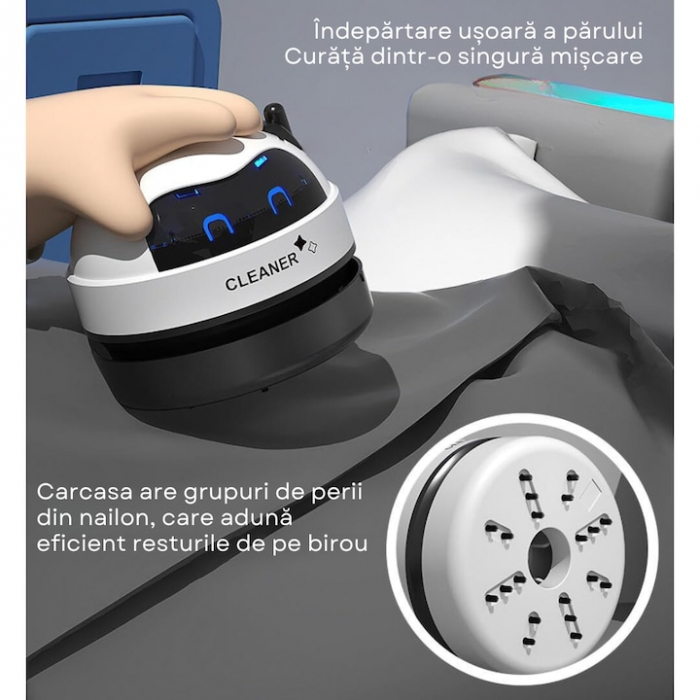 Mini aspirator portabil VarioShop®, pentru laptop, tastatura, masina, baterie reincarcabila, design compact, usor de utilizat, 8.5 x 7 cm, Alb [7]