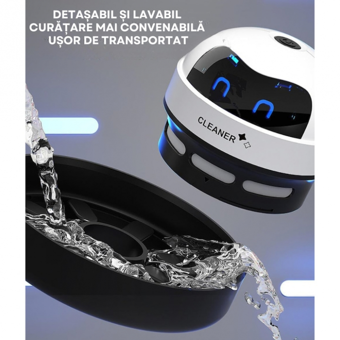Mini aspirator portabil VarioShop®, pentru laptop, tastatura, masina, baterie reincarcabila, design compact, usor de utilizat, 8.5 x 7 cm, Alb [8]