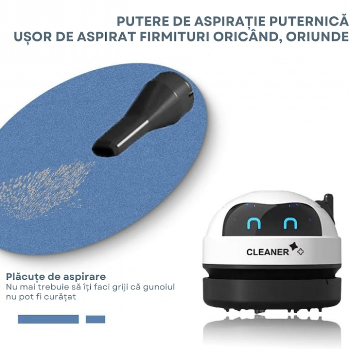 Mini aspirator portabil VarioShop®, pentru laptop, tastatura, masina, baterie reincarcabila, design compact, usor de utilizat, 8.5 x 7 cm, Alb [3]