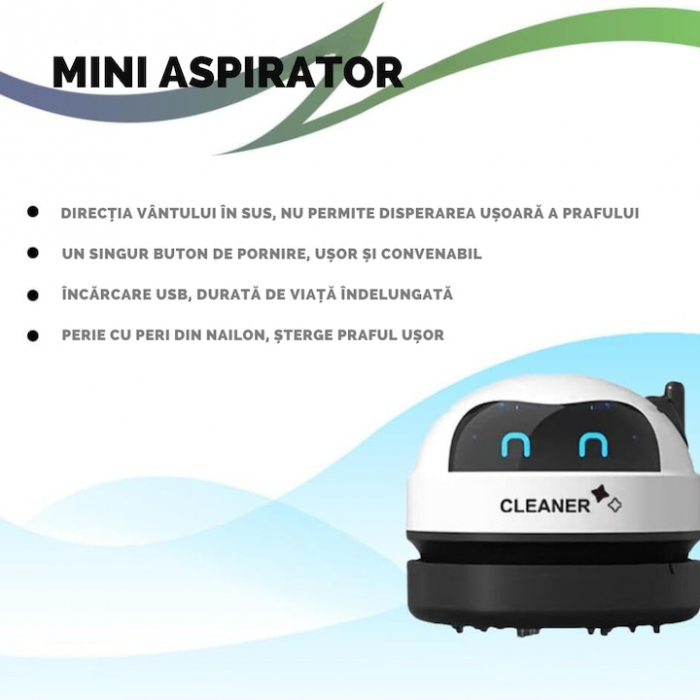 Mini aspirator portabil VarioShop®, pentru laptop, tastatura, masina, baterie reincarcabila, design compact, usor de utilizat, 8.5 x 7 cm, Alb [2]
