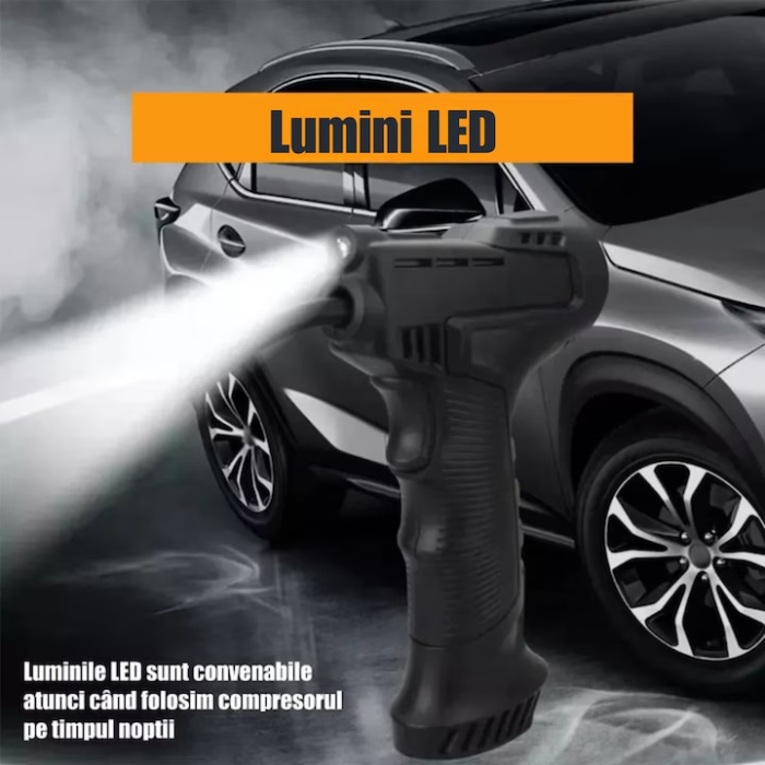 Mini Compresor Auto Portabil Tip Pistol VarioShop®, Cablu 2.8 m, 10 BAR / 150 PSI, Display Digital, Lampa LED [2]