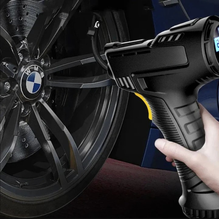 Mini Compresor Auto Portabil Tip Pistol VarioShop®, Cablu 2.8 m, 10 BAR / 150 PSI, Display Digital, Lampa LED [9]