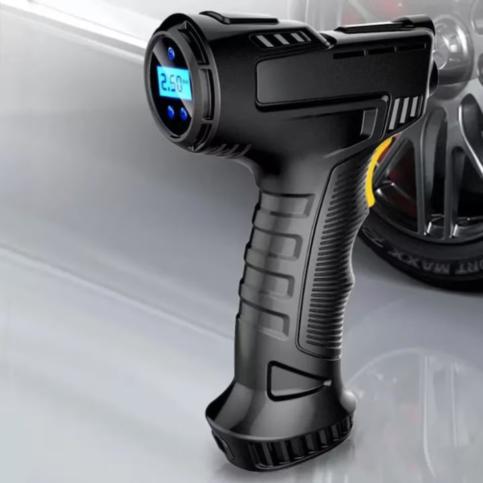 Mini Compresor Auto Portabil Tip Pistol VarioShop®, Cablu 2.8 m, 10 BAR / 150 PSI, Display Digital, Lampa LED [5]