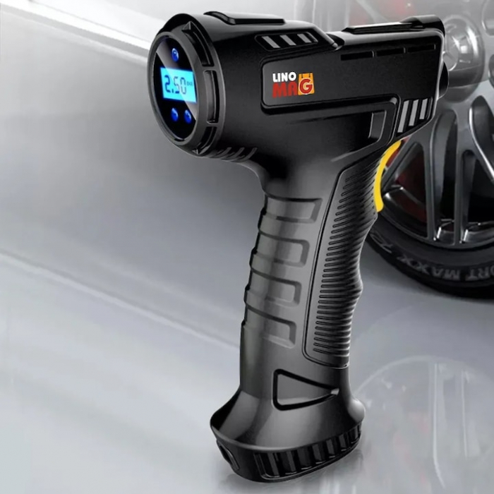 Mini Compresor Auto Portabil Tip Pistol, VarioShop®, Cablu 3m, 10 BAR / 150 PSI, Display Digital, Lampa LED [2]