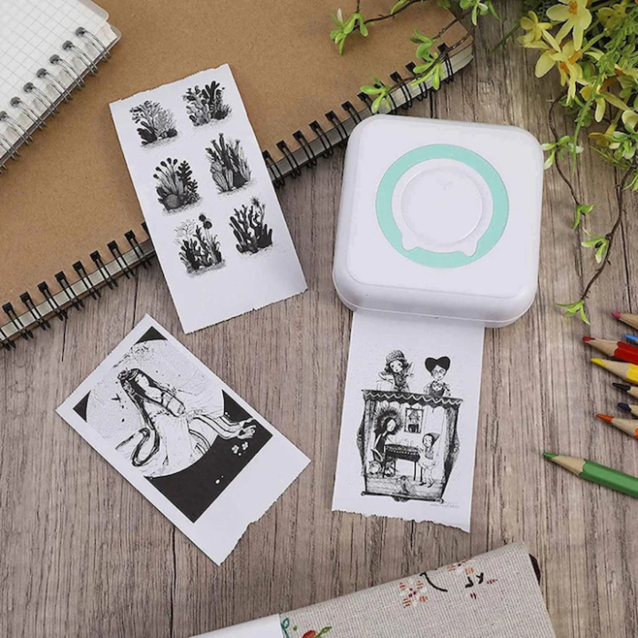 Mini imprimanta termica portabila VarioShop®, Bluetooth, fara cerneala, pentru fotografii, liste si notite, cu baterie reincarcabila si rola inclusa, Alb [8]