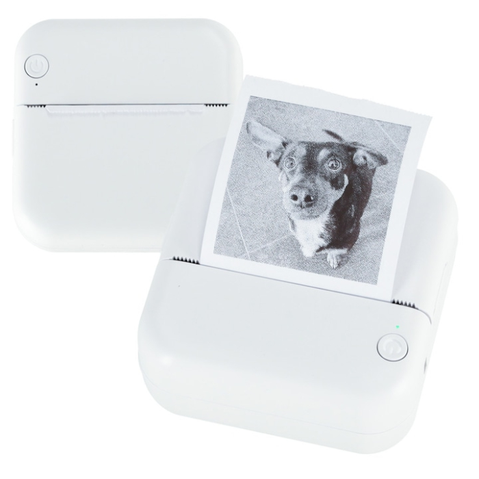 Mini imprimanta termica portabila VarioShop®, Bluetooth, fara cerneala, pentru fotografii, liste si notite, cu baterie reincarcabila si rola inclusa, Alb [13]