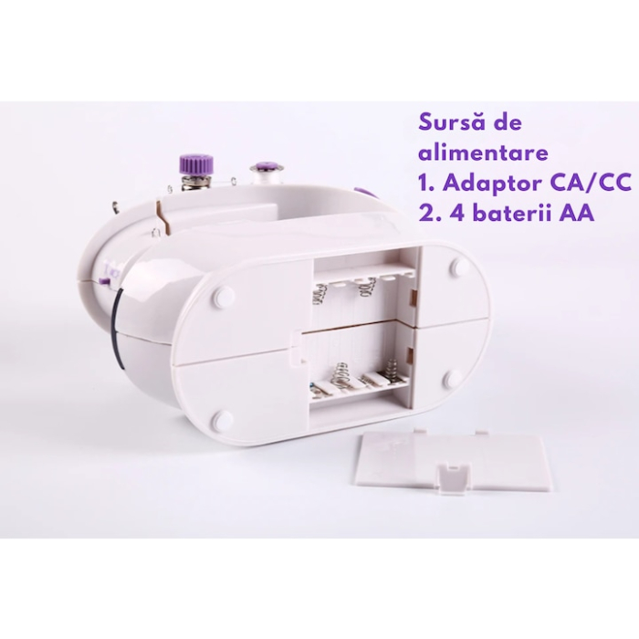Mini masina de cusut portabila VarioShop®, 2 viteze, pedala de picior si alimentator incluse, reglare tensiune fir, picioare antiderapante, compacta 18.5x9x19 cm [6]