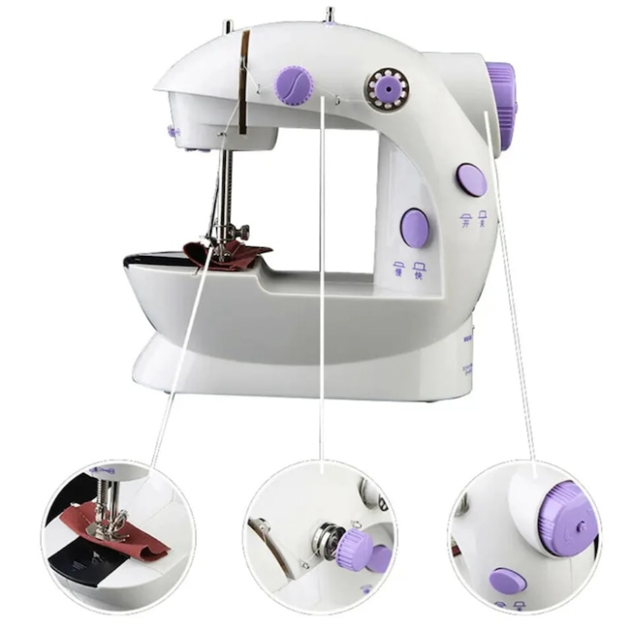 Mini masina de cusut portabila VarioShop®, 2 viteze, pedala de picior si alimentator incluse, reglare tensiune fir, picioare antiderapante, compacta 18.5x9x19 cm [9]