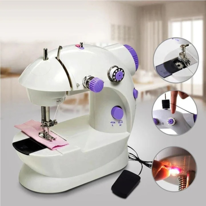 Mini masina de cusut portabila VarioShop®, 2 viteze, pedala de picior si alimentator incluse, reglare tensiune fir, picioare antiderapante, compacta 18.5x9x19 cm [8]