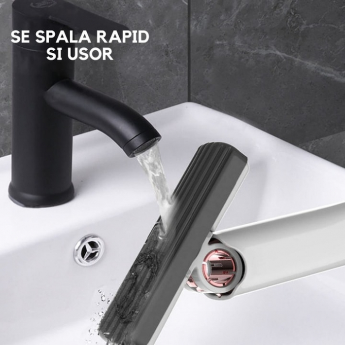 Mini Mop Portabil VarioShop®, pentru Curatarea Suprafetelor si a Geamurilor, Sistem de Storcere a Buretelui, Usor de Folosit, pentru Casa, Birou, Rotativ, Dimensiune 29 x 14.5 cm, Alb [3]