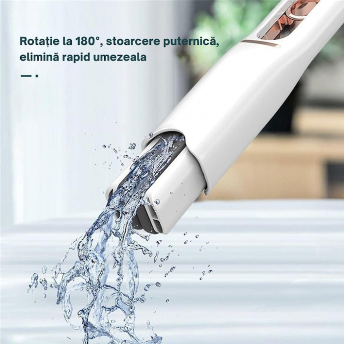Mini Mop Portabil VarioShop®, pentru Curatarea Suprafetelor si a Geamurilor, Sistem de Storcere a Buretelui, Usor de Folosit, pentru Casa, Birou, Rotativ, Dimensiune 29 x 14.5 cm, Alb [6]