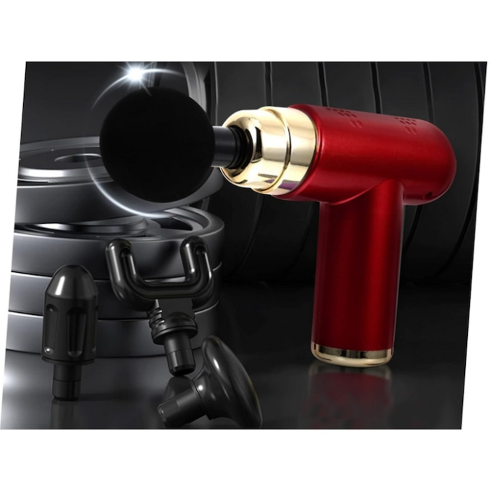Mini pistol de masaj portabil VarioShop®, 4 capete, 6 viteze, incarcare USB-C, pentru relaxare musculara, negru [7]