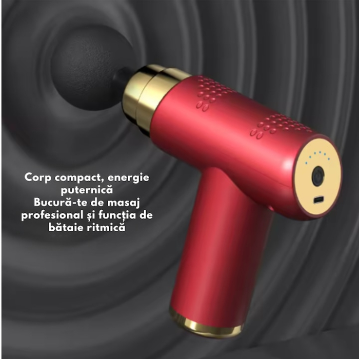 Mini pistol de masaj portabil VarioShop®, 4 capete, 6 viteze, incarcare USB-C, pentru relaxare musculara, negru [2]