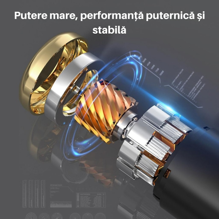 Mini pistol de masaj portabil VarioShop®, 4 capete, 6 viteze, incarcare USB-C, pentru relaxare musculara, negru [5]