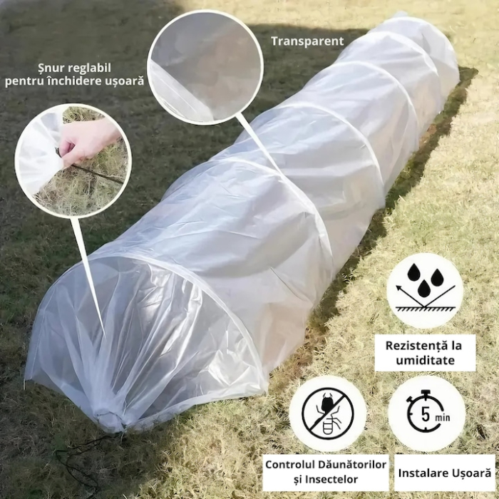 Mini sera de gradina semicirculara VarioShop®, tip tunel, cadu metlic, usor de instalat, pentru protejarea culturilor, protectie UV impotriva radiatiei solare, acces circulatie aer, montare si demonta [6]