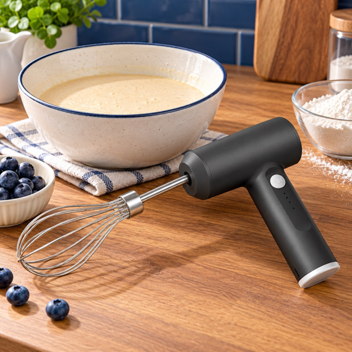 Mixer de mana fara fir VarioShop®, 3 viteze, 2 accesorii din inox, acumulator 1200 mAh, incarcare Micro-USB, 15 W, negru [3]
