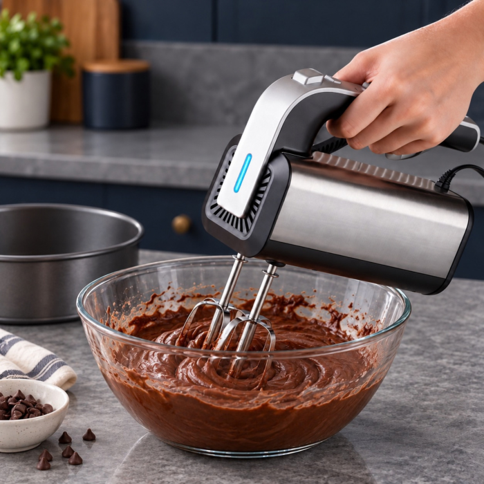 Mixer de mana VarioShop®, 300W, pentru prajituri, creme si aluat, 5 viteze, functie Turbo, accesorii incluse, argintiu [2]