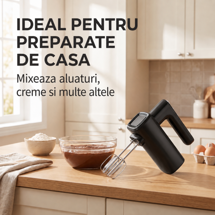 Mixer de mana VarioShop®, 800W, pentru prajituri, creme si aluat, 5 viteze, functie Turbo, accesorii incluse [6]