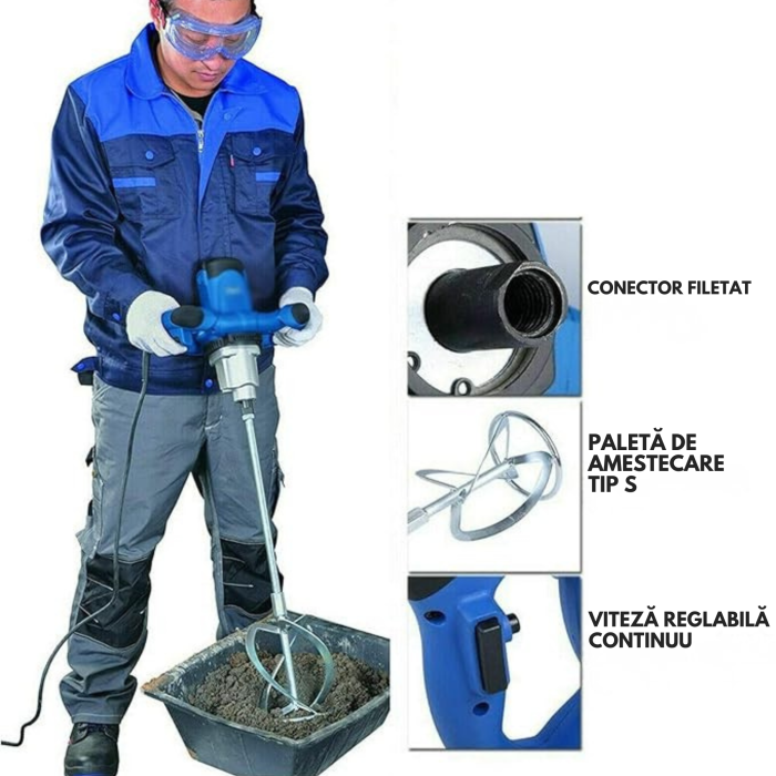 Mixer electric pentru ciment si mortar VarioShop®, 550W, 1700 RPM, 6 trepte de viteza, paleta 120 mm [6]